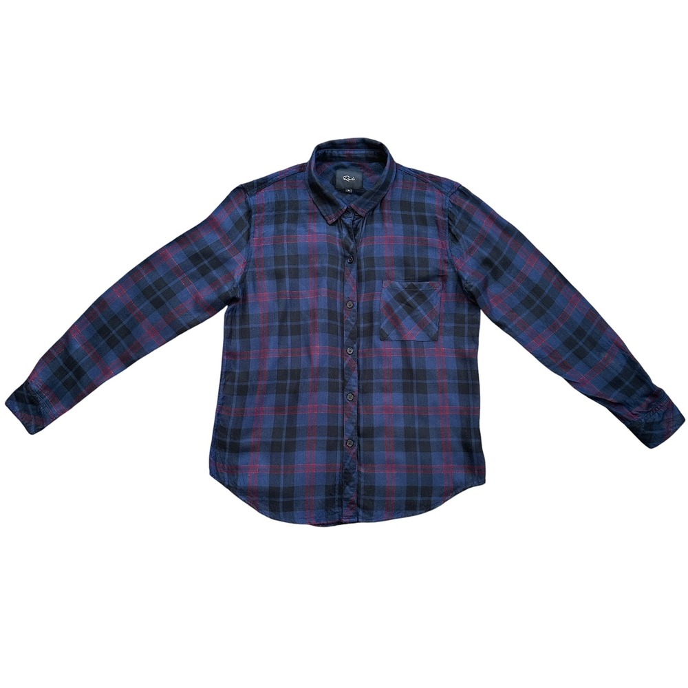 Rails Hunter Plaid Shirt Womens M Midnight Merlot Gold Excellent Metallic Lurex